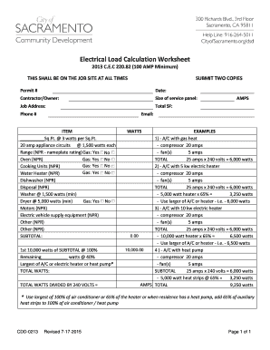 residential electrical load calculations