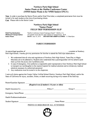 Consent Form for School Picnic