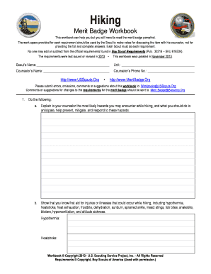 Merit Badge Worksheets  Form