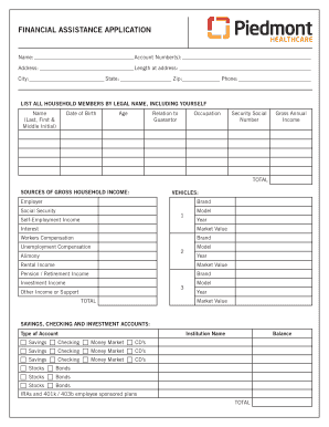 Piedmont Financial Assistance  Form