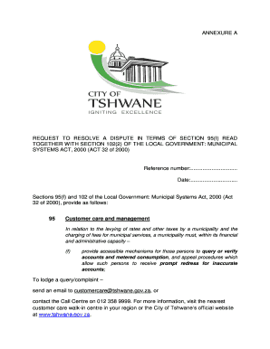 Tshwane Dispute Form