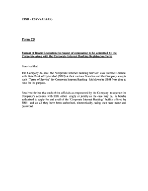 Format of Board Resolution State Bank of Hyderabad
