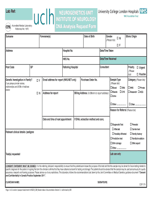 DNA Analysis Request Form University College London Hospitals