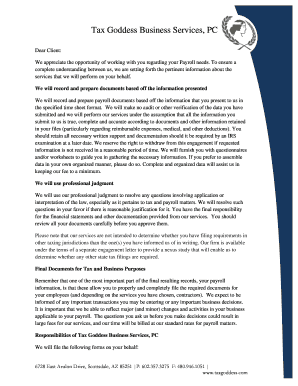 Payroll Engagement Letter  Form