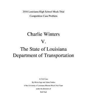 Charlie Winters V the State of Louisiana Department of Bb  Form