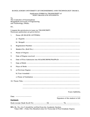Application Form for Transcript Bangladesh University of Buet Ac