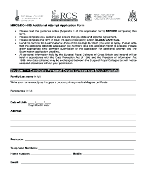 Additional Attempt Form for Mrcs Ent