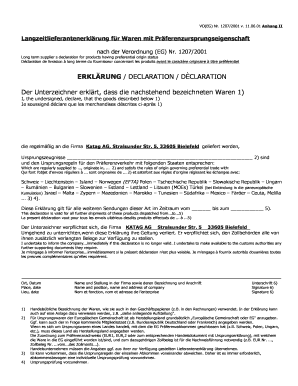 Long Term Supplier Declaration Template Word  Form