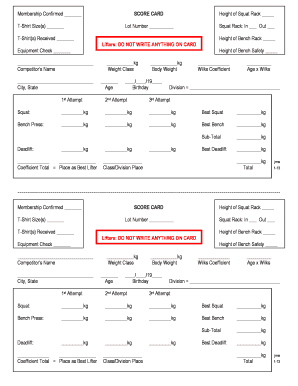 Powerlifting Score Sheet  Form
