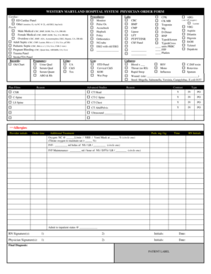  WESTERN MARYLAND HOSPITAL SYSTEM PHYSICIAN ORDER FORM 2009-2024