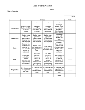 Mock Interview Rubric  Form