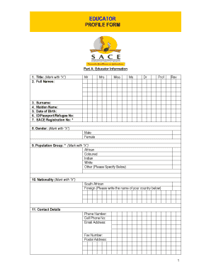 Sace Educator Profile Form