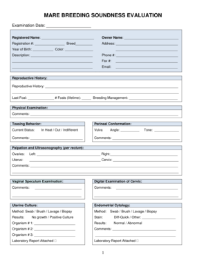 MARE BREEDING SOUNDNESS EXAMINATION  Form