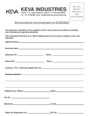 Keva Distributor ID  Form