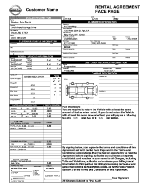 Bluebird Auto Rental  Form