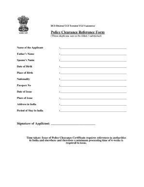 Police Clearance Reference Form
