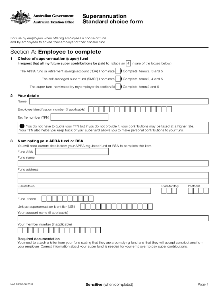 Superannuation Standard Choice Form