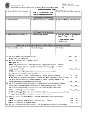Individual Characteristics Form ETA Form 9061 Doleta