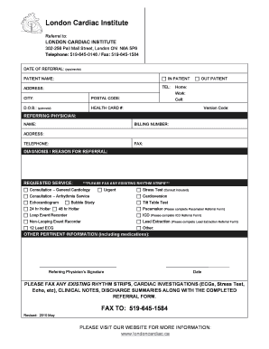 London Cardiac Institute Referral Form