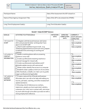 Individual Employment Plan Examples  Form