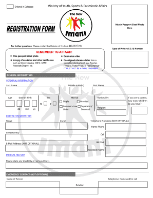 Get and Sign Grenada Imani Registration Form