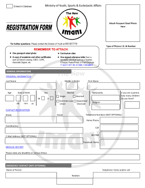 Grenada Imani Registration Form