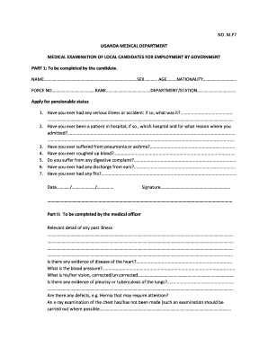 Public Service Medical Examination Form PDF