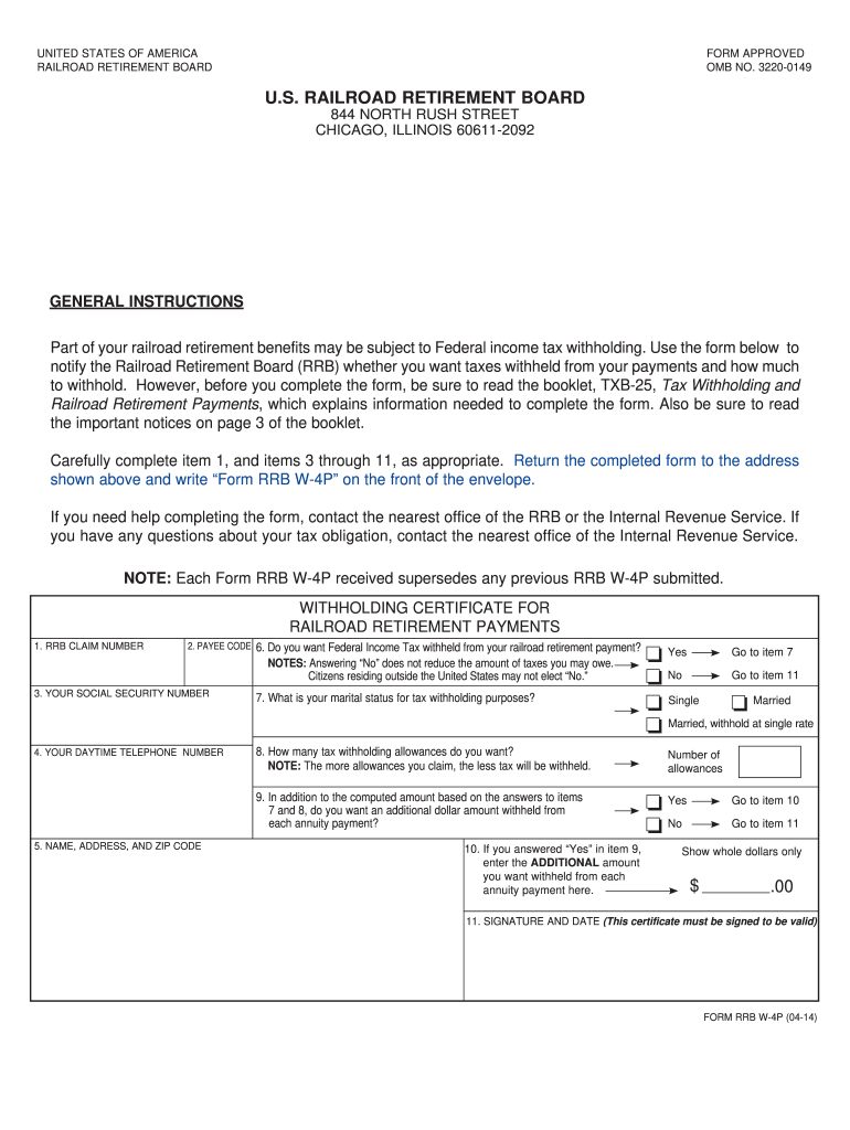 Form W4p Railroad Retirement