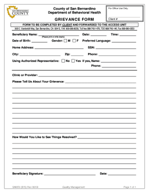 San Bernardino County Complaint Form