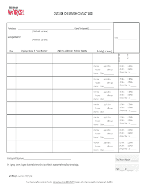 Job Search Contact Log  Form