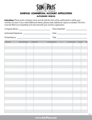 Sunpass for Semi Trucks  Form