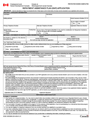 Canlearn Repayment Assistance Login Form