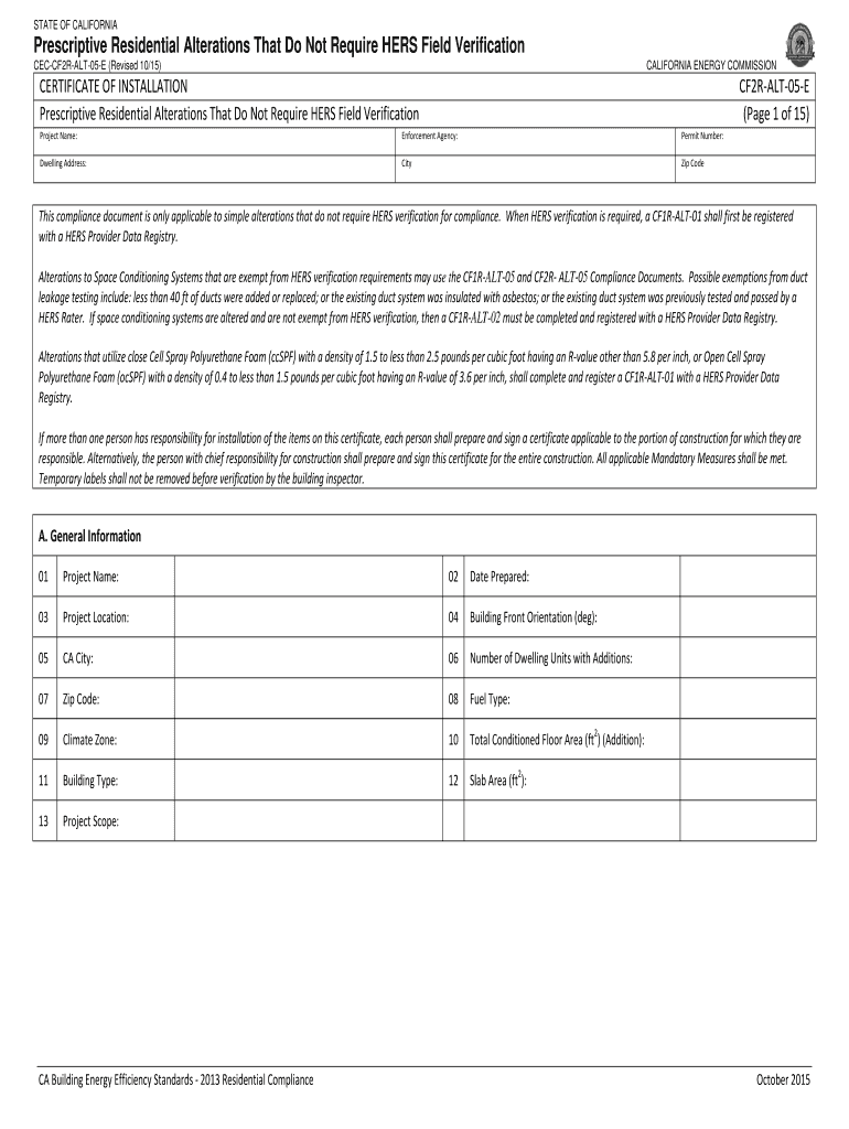  Prescriptive Residential Alterations that Do Not Require HERS Energy Ca 2019