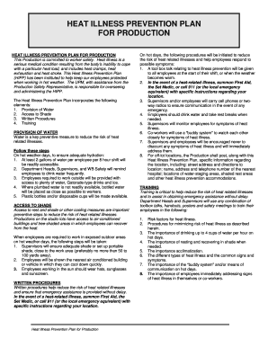  Heat Illness Prevention Plan for Production 2011