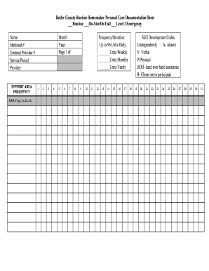 Homemaker Personal Care Documentation Sheet  Form