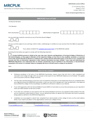 Form of Faith Mrcp