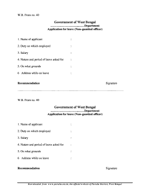 West Bengal Form No 40