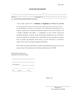 Statutory Declaration  Form