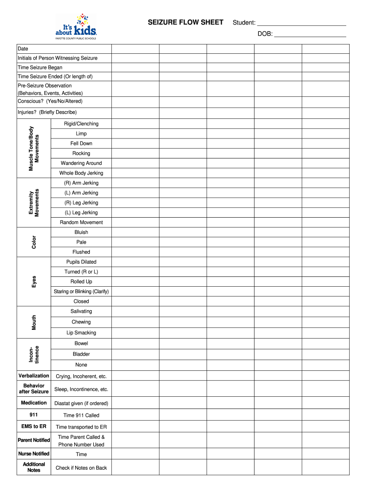 Flow Sheet Seizure  Form