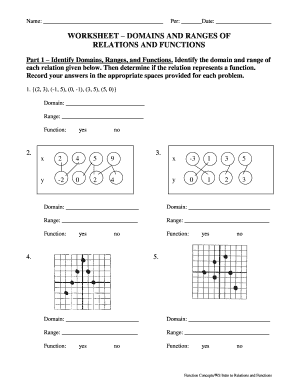 Relations and Functions Worksheet  Form