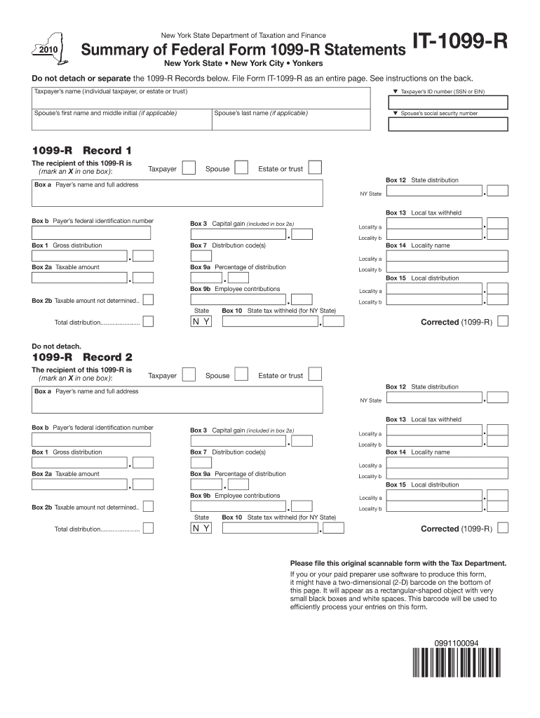  Summary of Federal Form 1099R Statements Tax Ny 2020