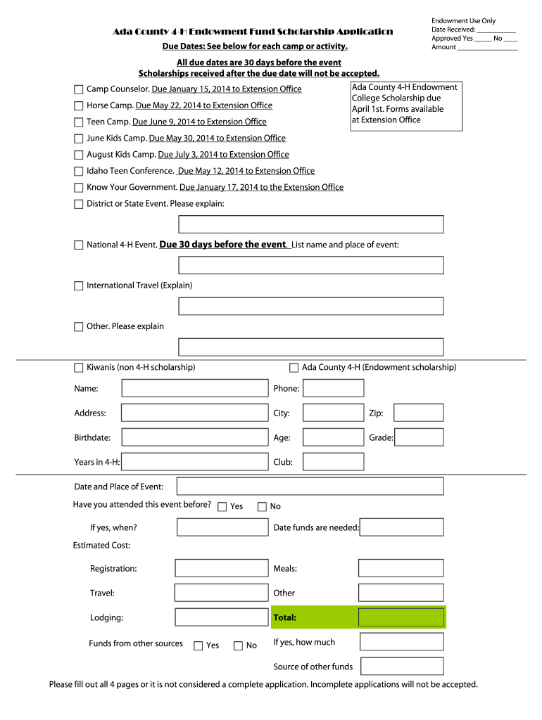  Ada County Endowment Board Scholarship BApplicationb  Extension Uidaho 2014