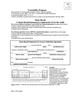 What is Mock Recall  Form