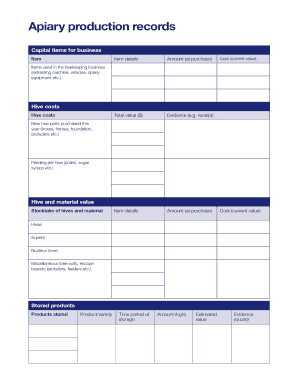 Apiary Prodiction Records Form