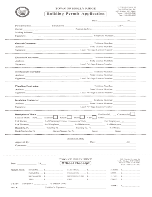 Building Permit Town of Holly Ridge  Form