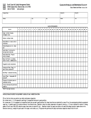 Daily Inspection Form Aqmd