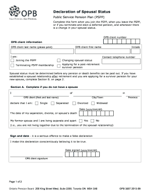 Opb 3007 Declaration of Spousal Status  Form