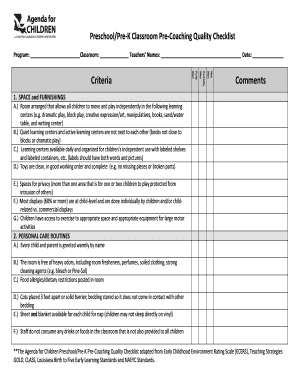 Quality Rated Checklist  Form