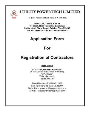 Utility Powertech Limited Registration  Form