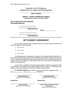 Sena Settlement Agreement  Form